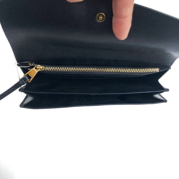 Fossil Black Pebbled Leather Flap Wristlet Wallet Minimalist Leather Staple NEW - Picture 10 of 12